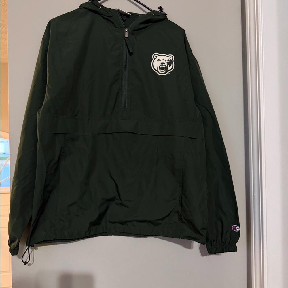 Dark Green Pullover Jacket With Bear Patch - image 2